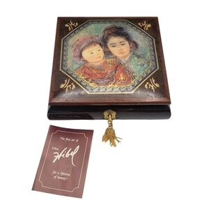 Vintag Edna Hibel Mother & Child Art On Reuge Handmade Italian Jewelry Music Box